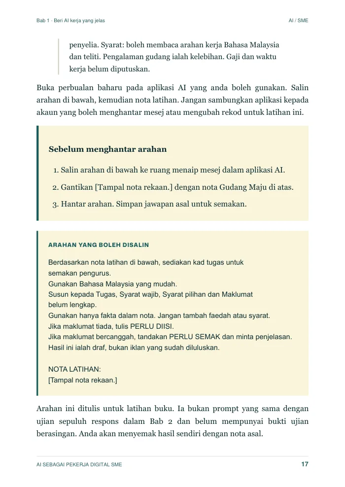 Chapter 1: prompt template yang boleh di-copy.