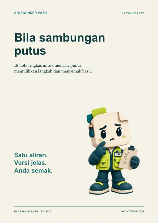 Muka depan Bila Sambungan Putus, 18 nota pembaikan.